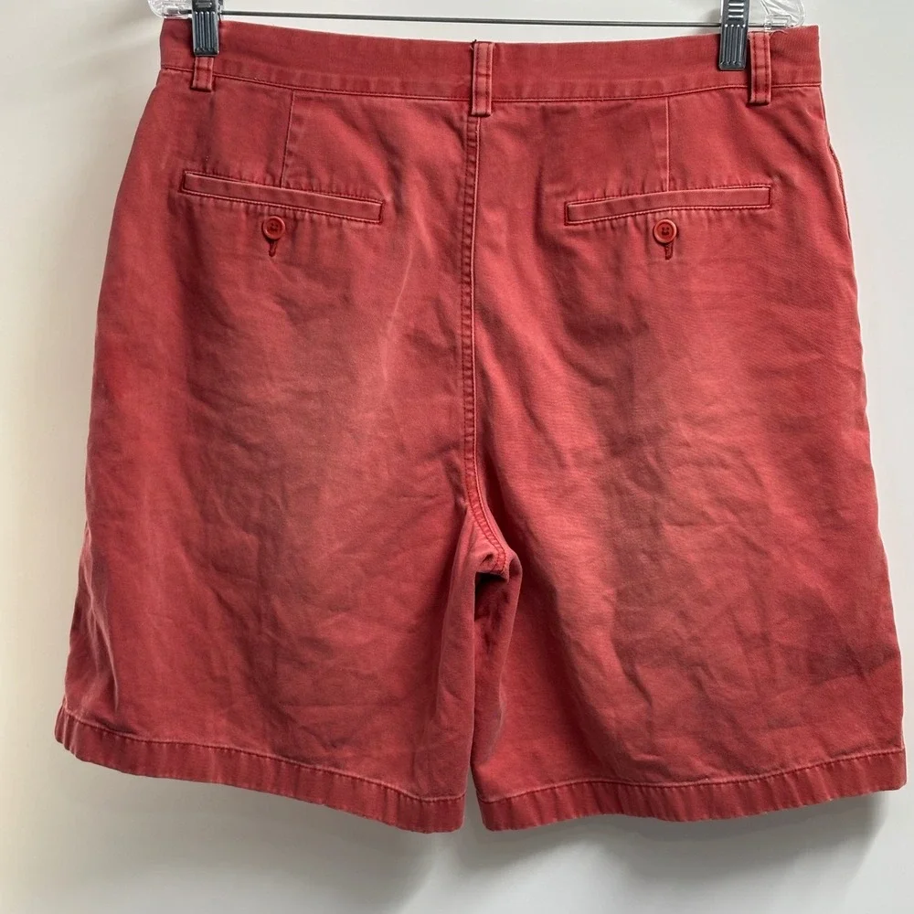 J Crew Chino Shorts Mens 34 Fits 32 Salmon Pink Button Fly Cotton Preppy